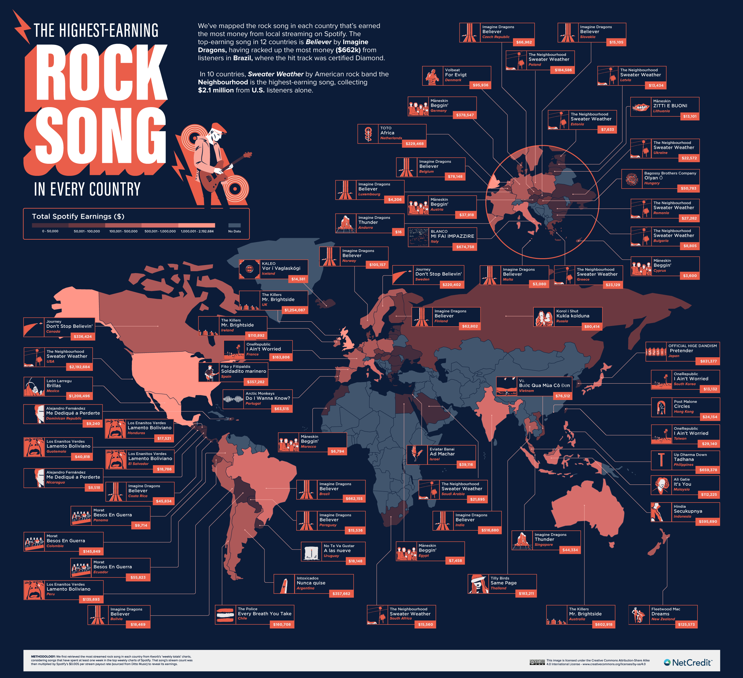 The Highest Earning Songs In The World Mapped Vivid Maps