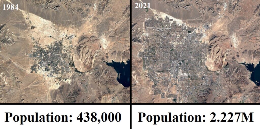 Growth of Las Vegas (1984 vs 2021)