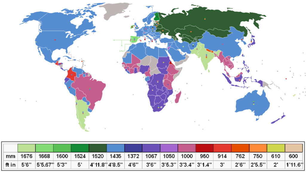 Why Are Railway Gauges Different - Rail Gauge World Map 1024x575