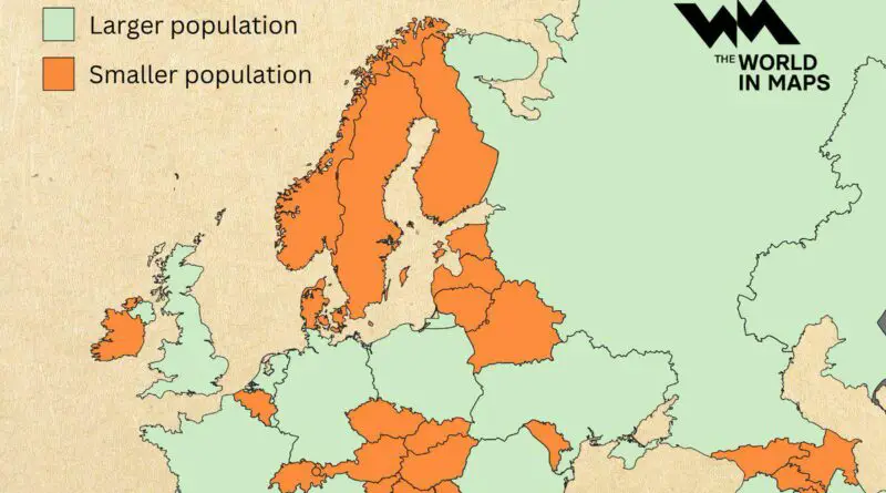 Map of the countries with a smaller population than Istanbul