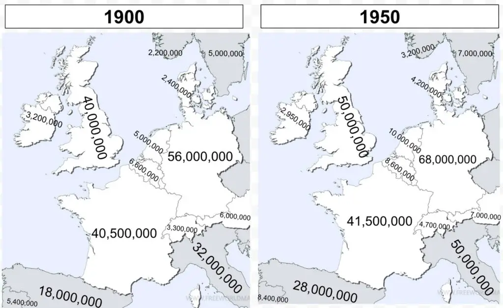 Historical Population Growth: 1900 vs. 1950 Mapped