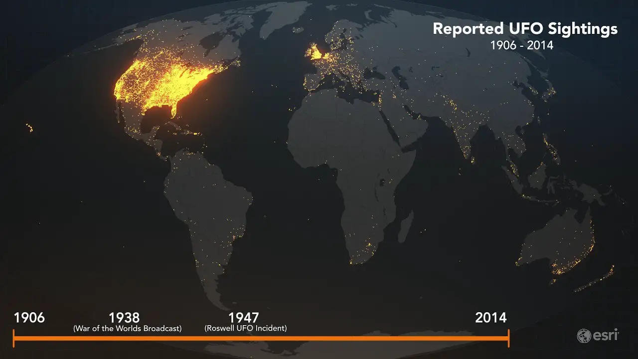 A Century Of UFO Sightings - Vivid Maps