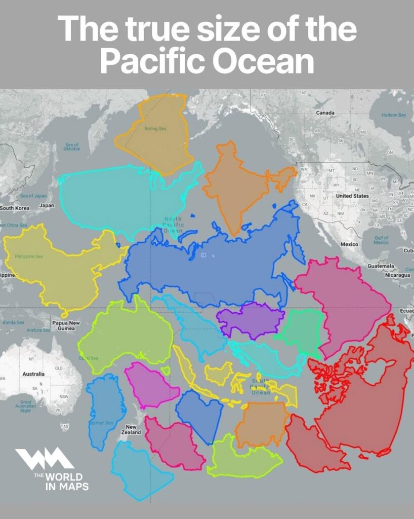 True size of the Pacific Ocean mapped