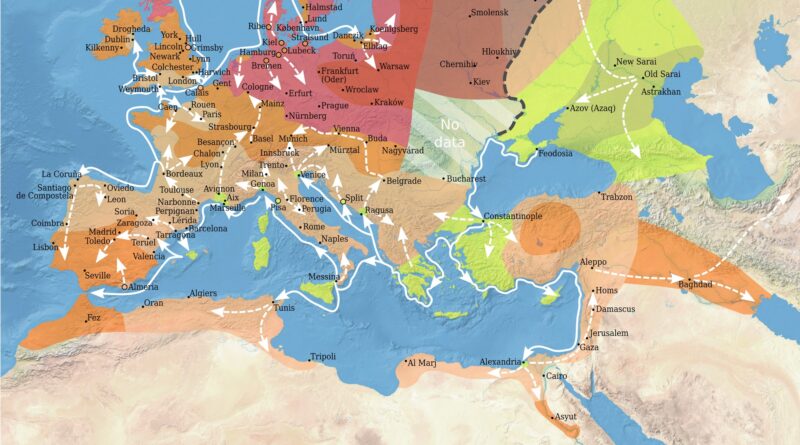 Map of Europe: Black death