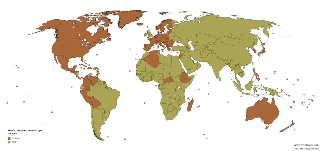 World map: Coffee or tea