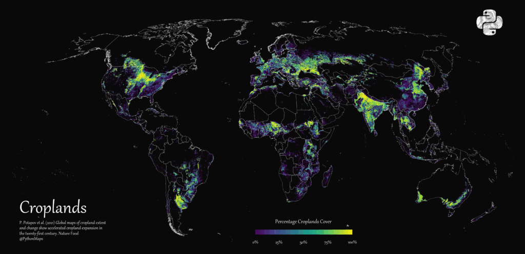 Croplands worldwide mapped