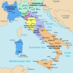 Map of the Italian states and kingdoms before unification