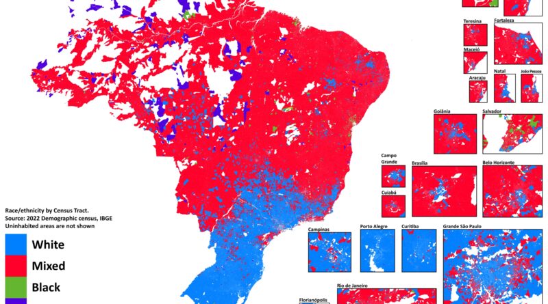 Dominant ethnicity in Brazil by Census Mapped