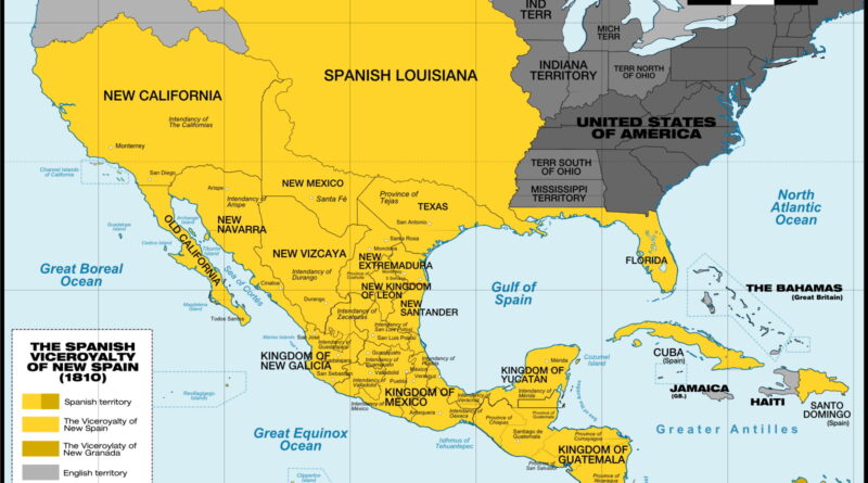 The territory of New Spain at its height in 1810