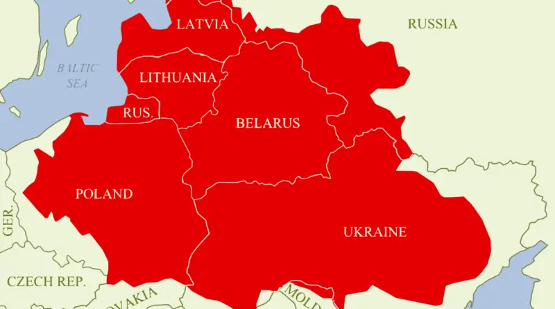 Polish Lithuanian Commonwealth vs Modern countries mapped