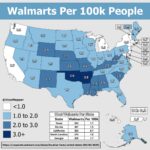 Mapped: Walmarts per 100k people