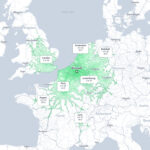 How far you can travel by train within 5 hours of Brussels mapped