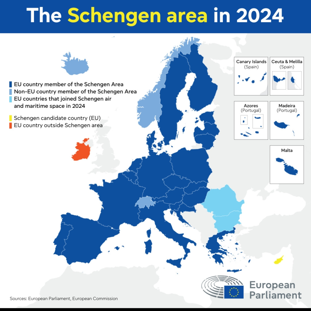 Map of Schengen area