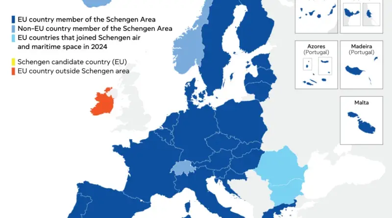 Map of Schengen area