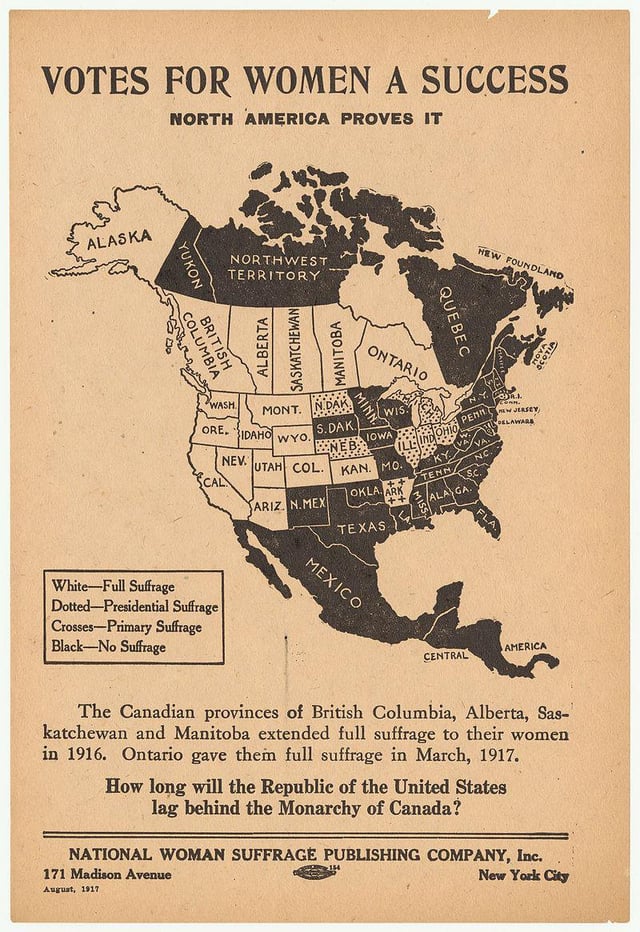 A 1917 map advocating for women's suffrage
