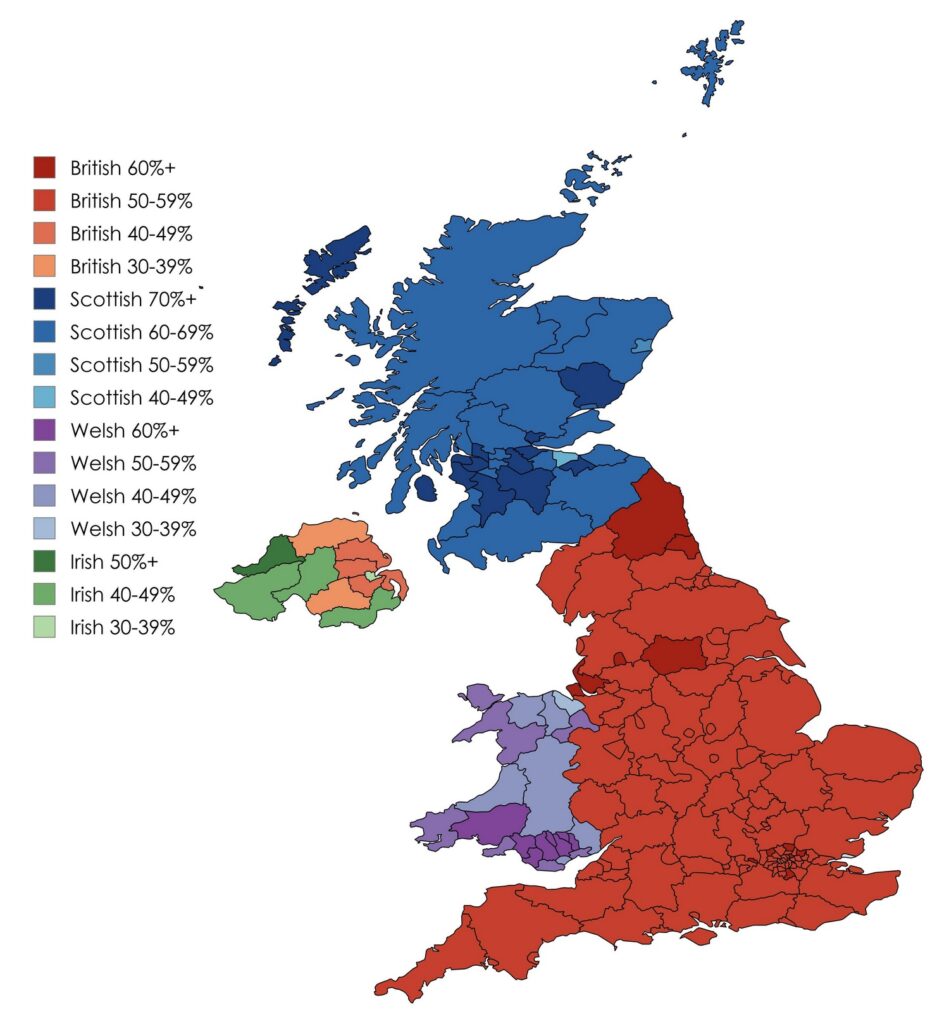 Largest national identity in the UK local authorities
