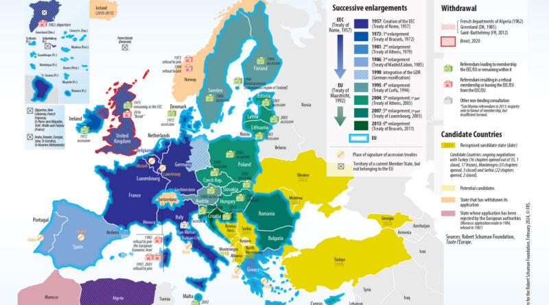 European Union enlargements mapped