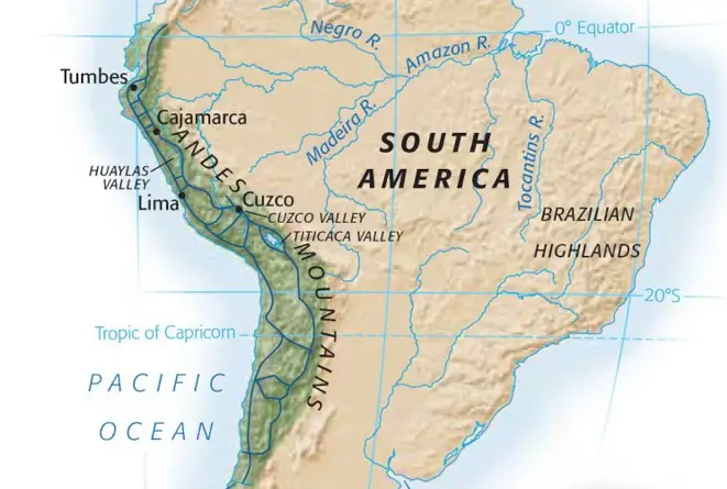 The Inca Empire at it's greatest extent mapped