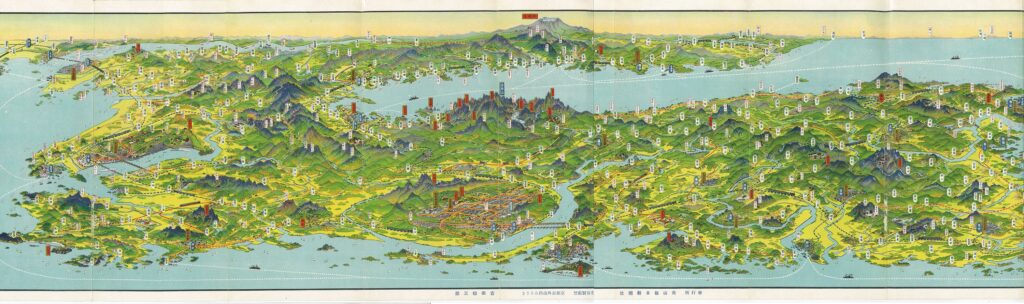 Bird’s eye view map of part of Korea