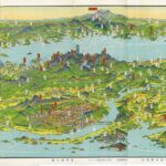 Bird’s eye view map of part of Korea