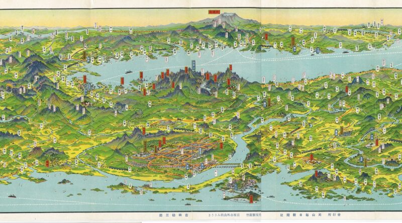 Bird’s eye view map of part of Korea