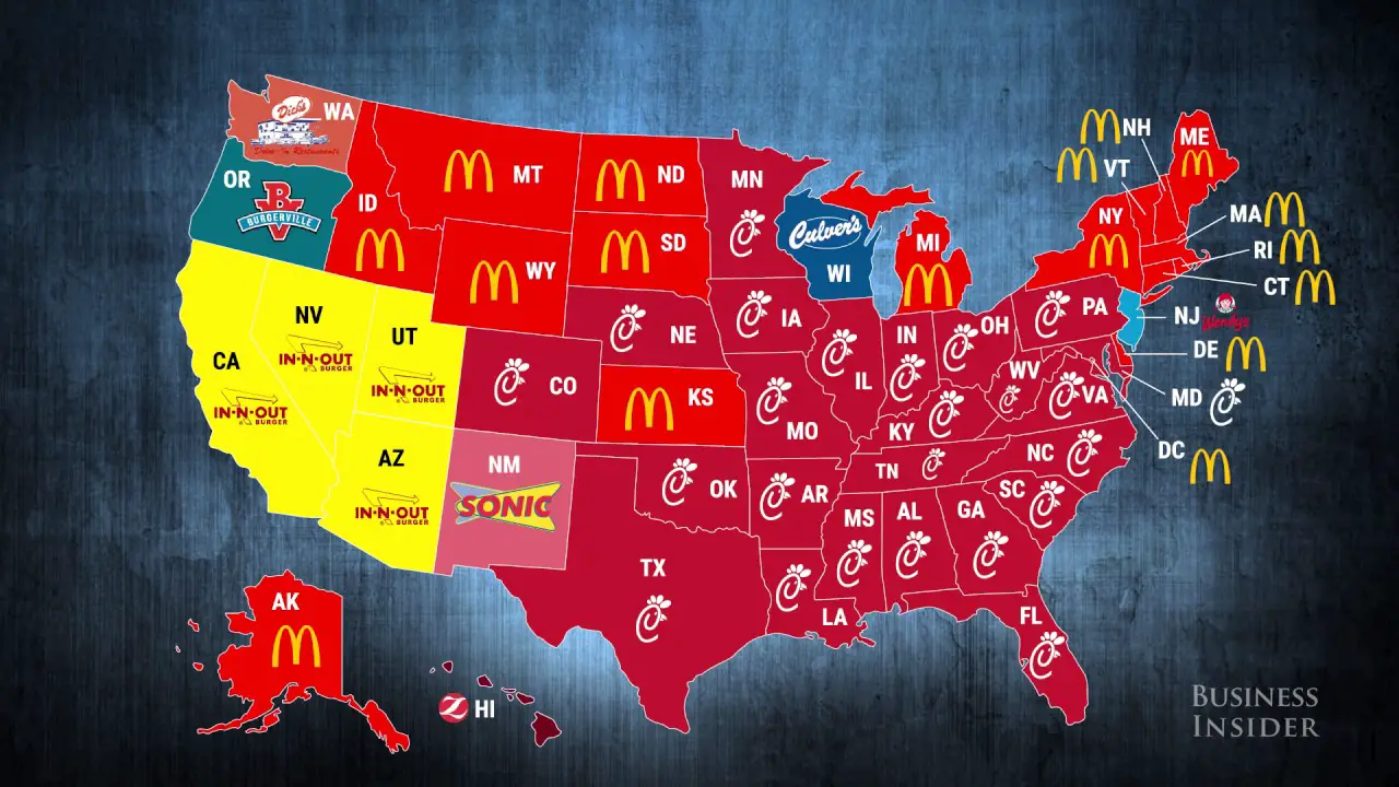 The Most Popular Fast Food Chains In Every State Vivid Maps