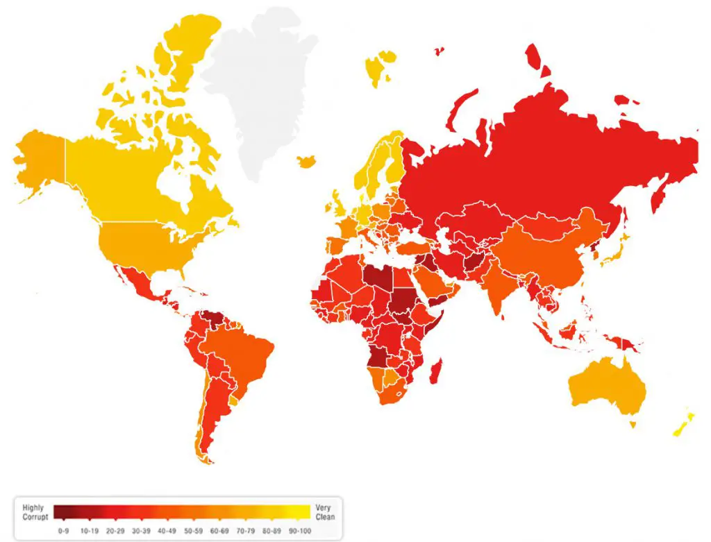 Corruption perceptions index (2016) - Vivid Maps