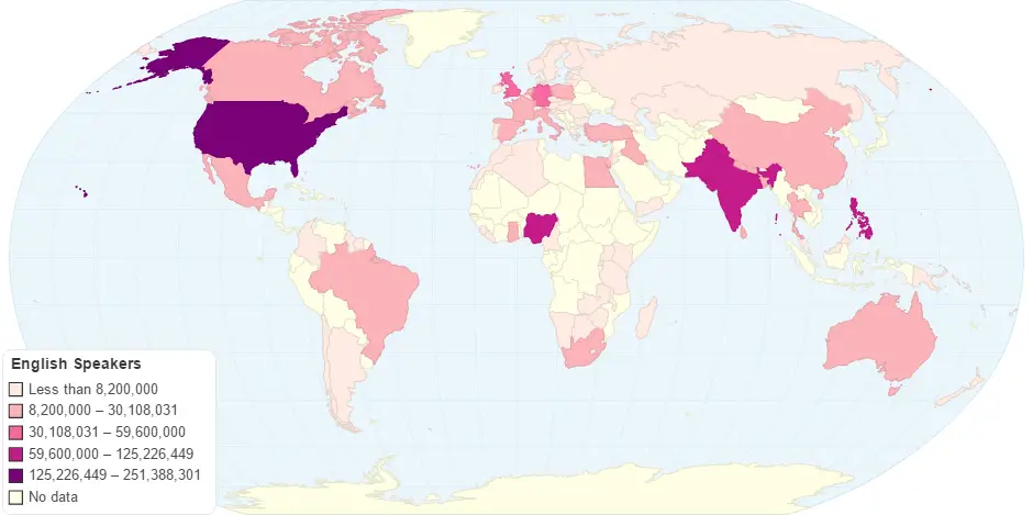 English Speakers By Country Vivid Maps