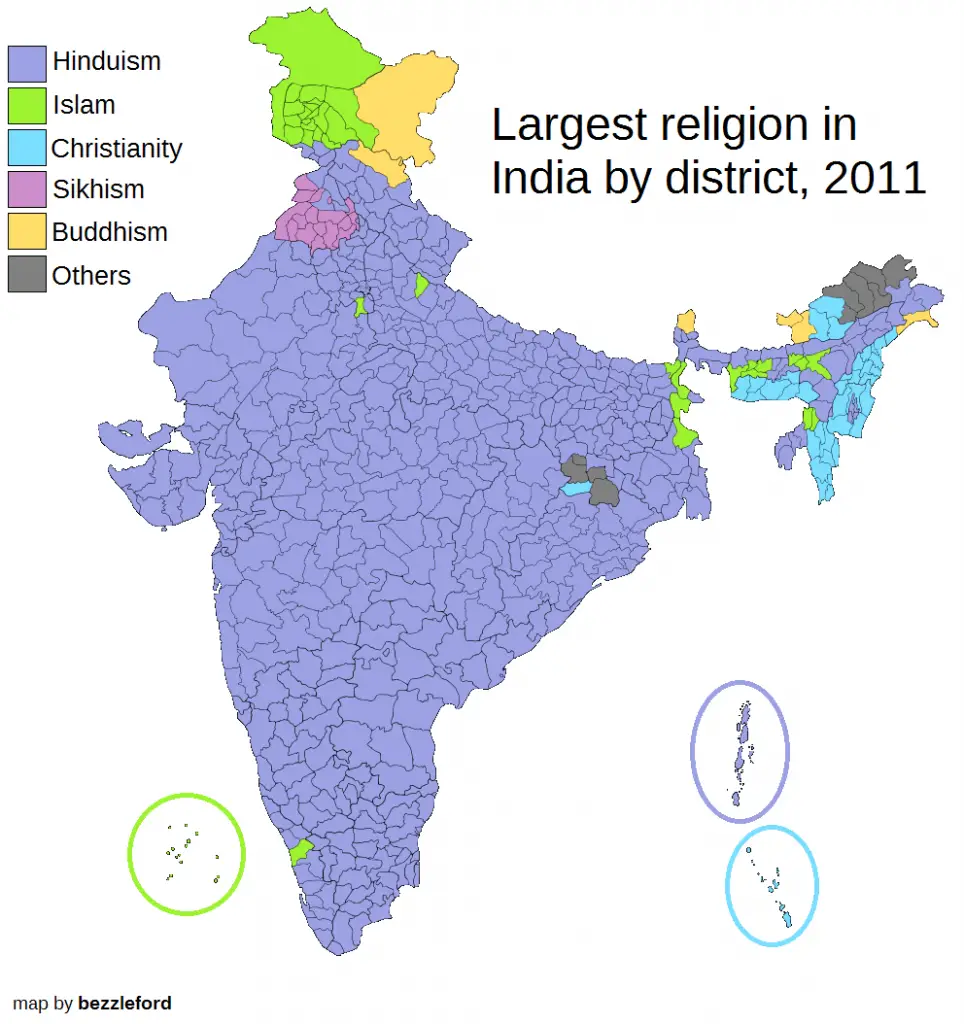 India Religion Map Major Religions In India Today Bojler