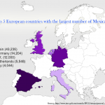 Top five European countries with the largest number of Mexicans