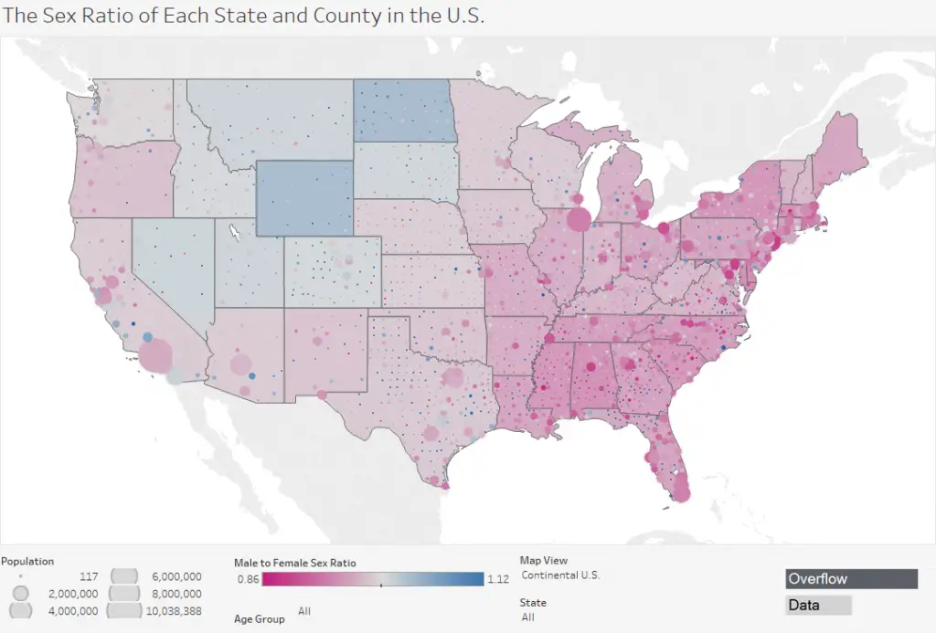 The Sex Ratio of Each State & County in the United States