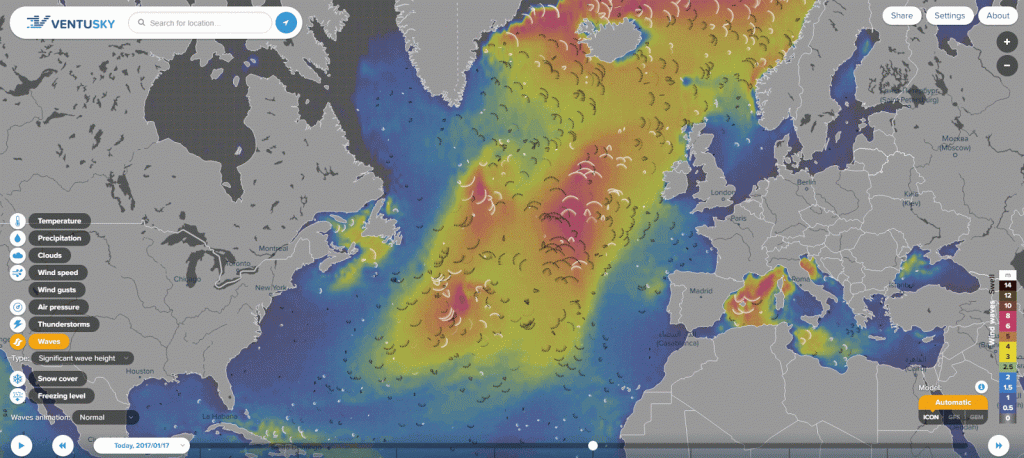 Interactive swell map