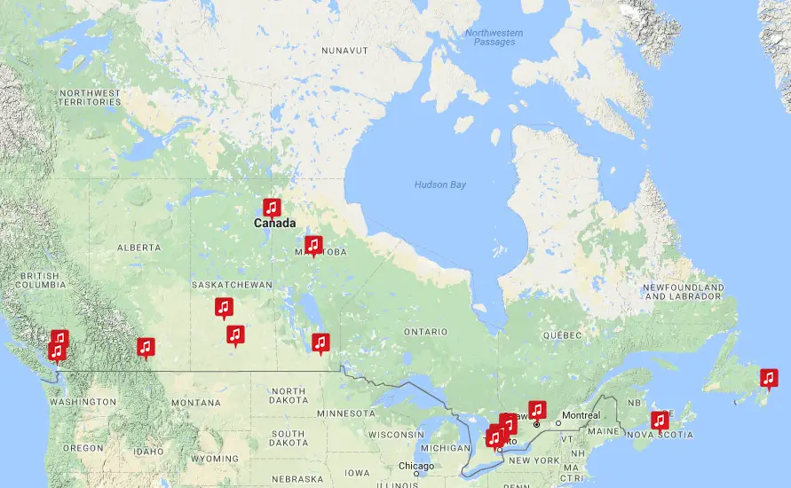 The Great Canadian Song Map - Vivid Maps