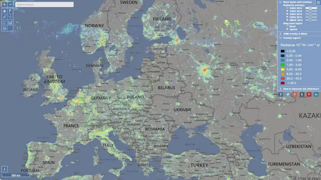 The Global Light Pollution Map 2016 Vivid Maps