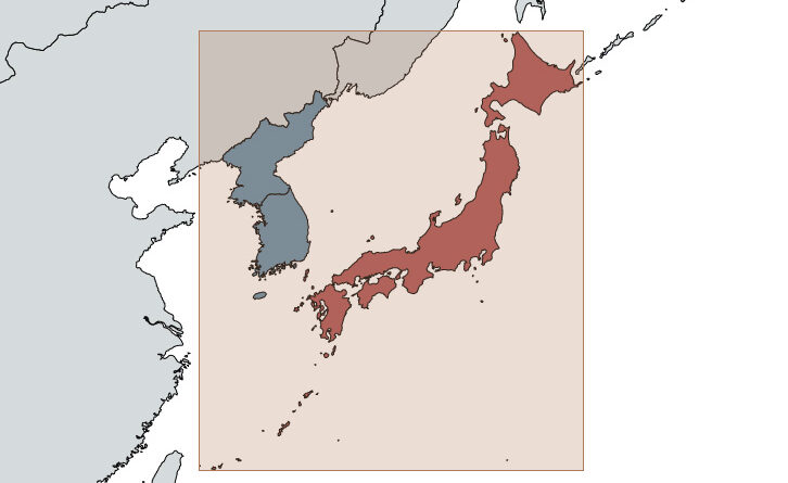 Mapped: Japan is more north, south, east and west than Korea