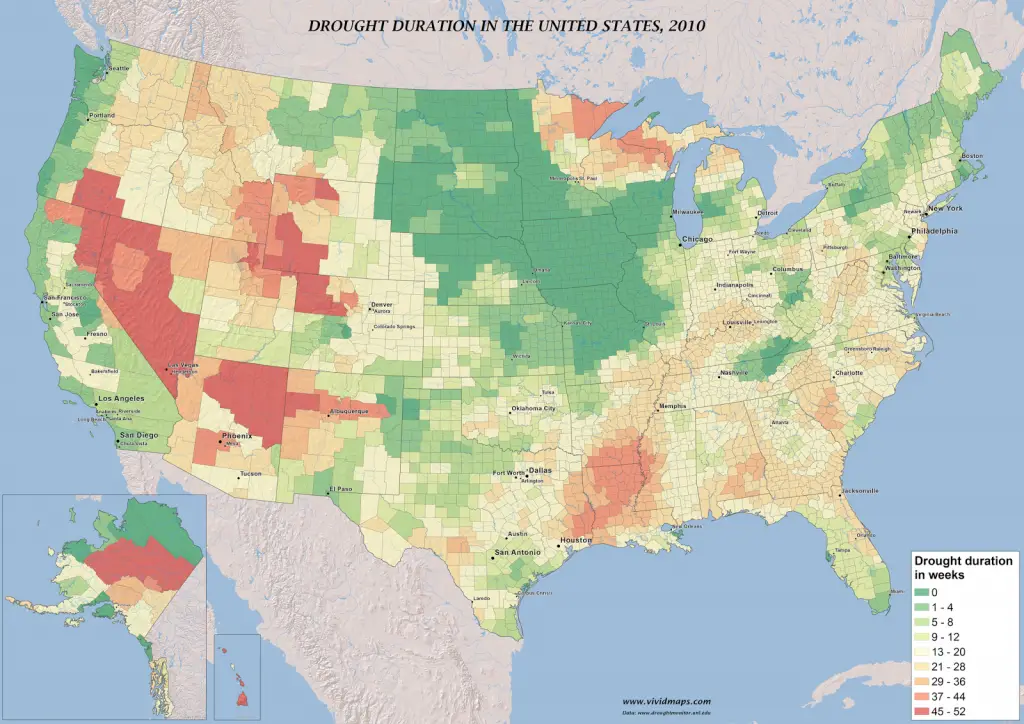 Drought duration in the U.S., 2010