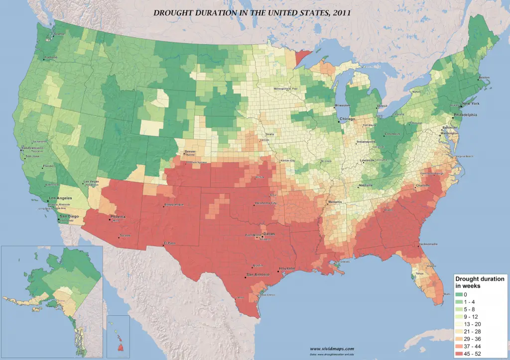 Drought duration in the U.S., 2011