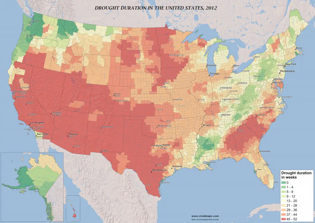 Drought duration in the U.S., 2012