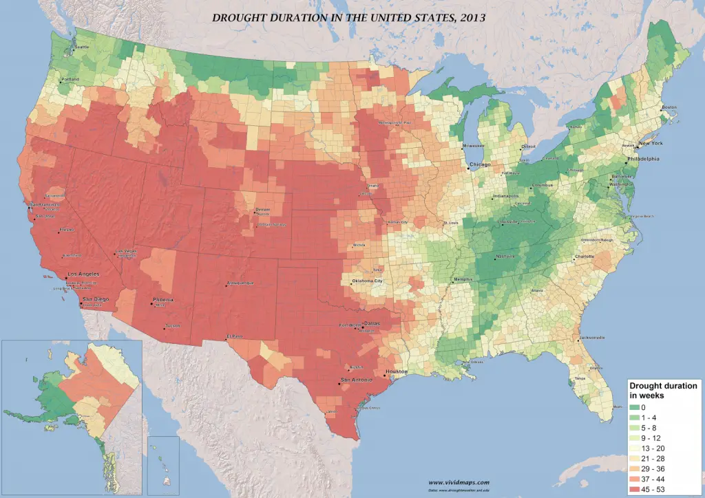 Drought duration in the U.S., 2013