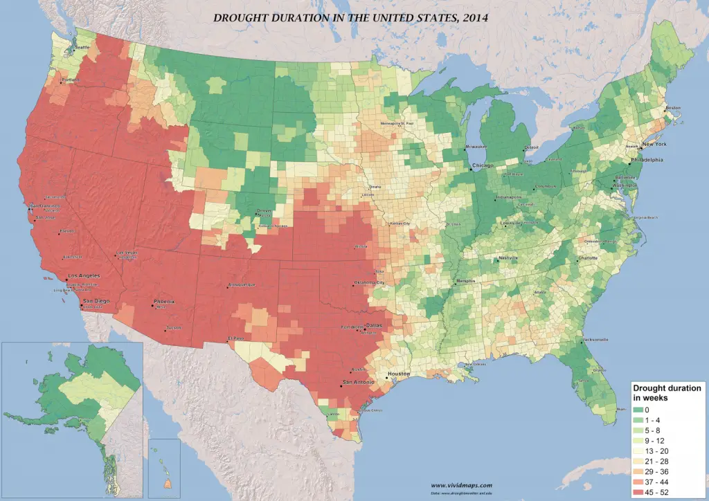 Drought duration in the U.S., 2014