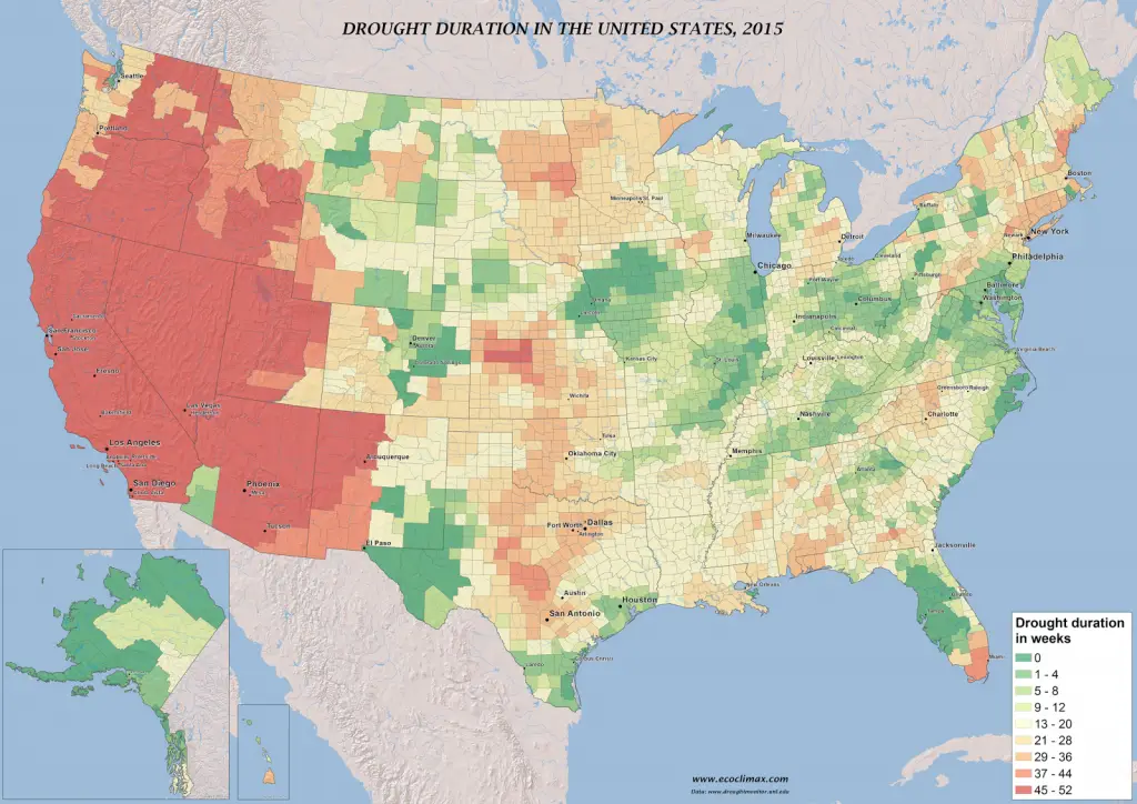 Drought duration in the U.S., 2015