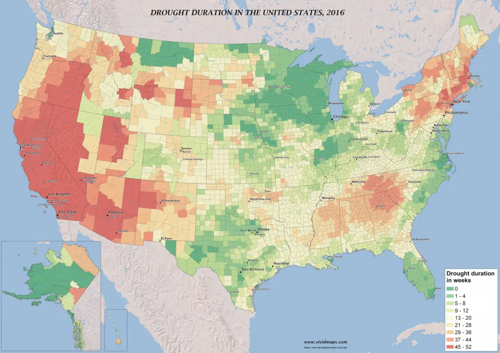 Drought Duration by U.S. County - Vivid Maps