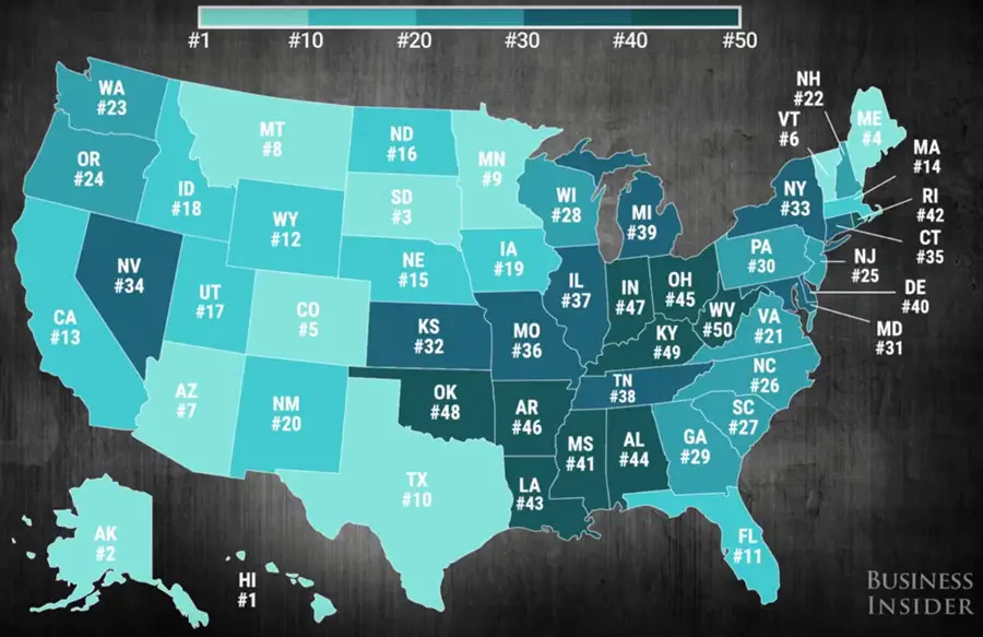 The best states to live for your well-being - Vivid Maps