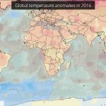 Global temperature anomalies in 2016