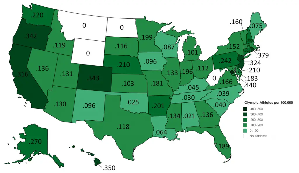 2016 Rio Olympics Athletes per 100,000 People - Vivid Maps