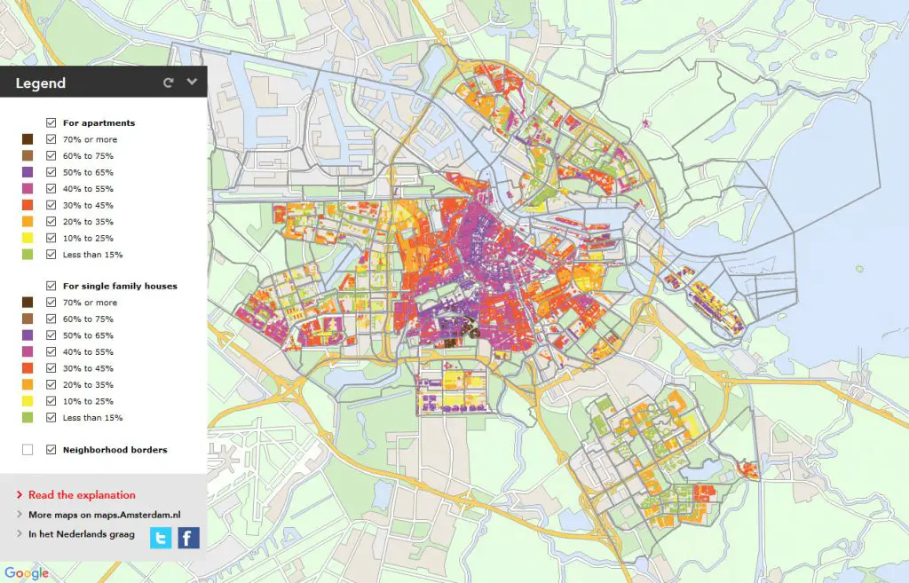 Amsterdam’s map showing valuation of property