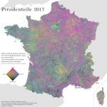 The first round of the French presidential election with a continuous color scheme