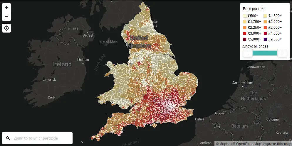 House Prices per Square Metre in England and Wales