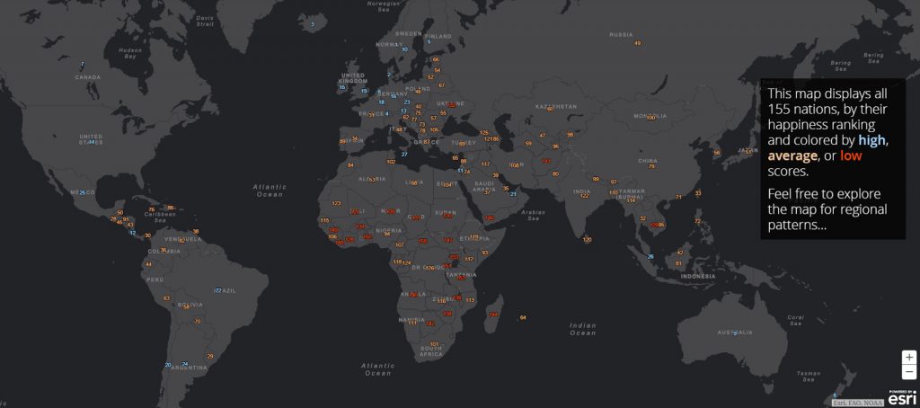 A Mappy Look at the 2017 UN World Happiness Report