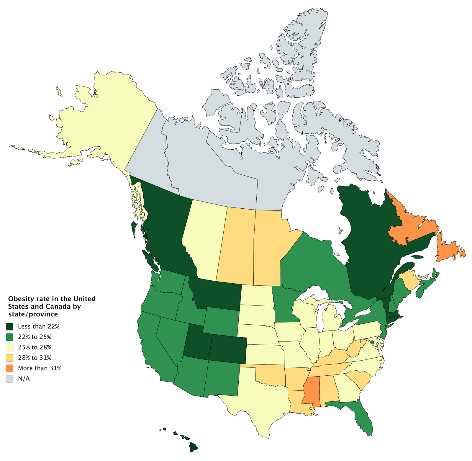 NA-obesity - Vivid Maps